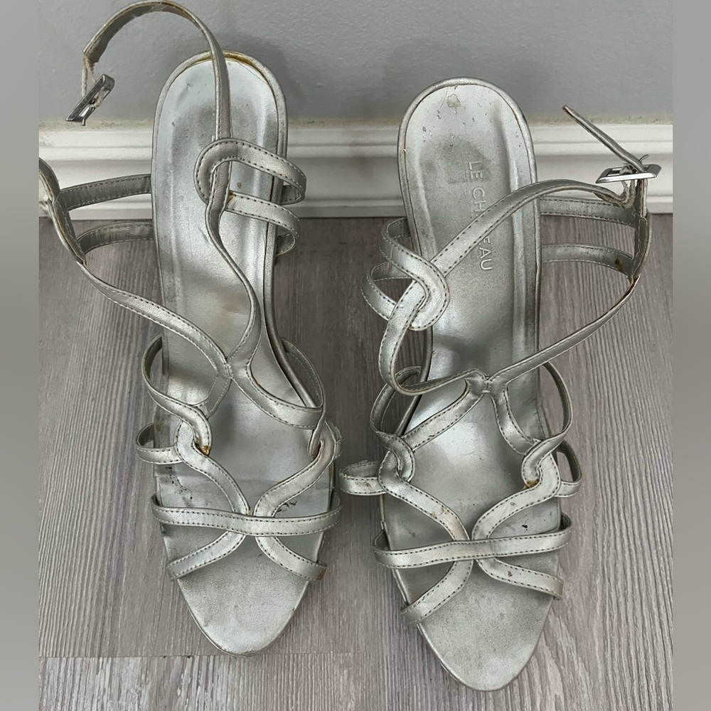 Le chateau silver high heels size 10